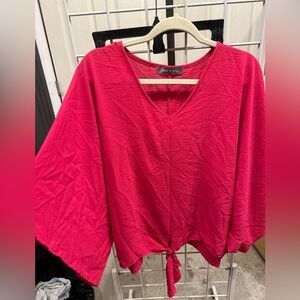Vibrant Pink V-Neck Blouse by Doe & Rae